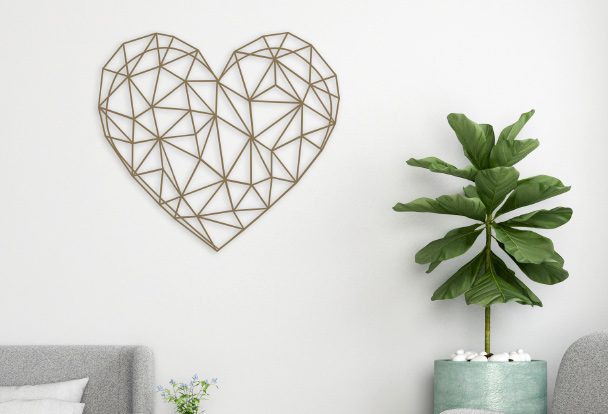 corazón geométrico colgante para el día de la madre